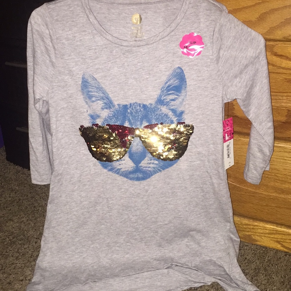 flip sequins cat shirt